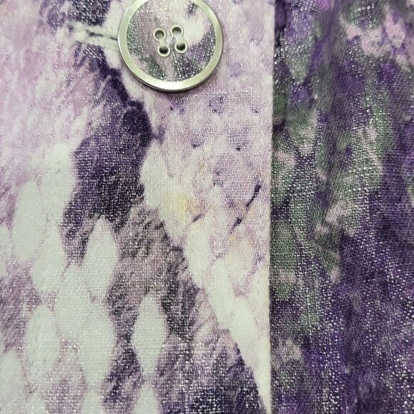 EUC Chico's linen cotton snakeskin print button down jacket blazer top, purple - Picture 10 of 10